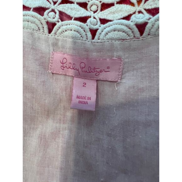 Lilly Pulitzer Pink Pineapple Elbow Length Linen Dress 2 - Picture 6 of 7